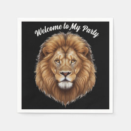 Welkom bij Mijn Feest Leeuw personaliseer naam Servet