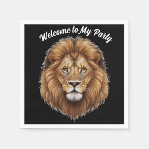 Welkom bij Mijn Feest Leeuw personaliseer naam Servet