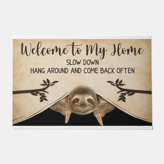 Welkom bij mijn huis vertragen rondhangen en komen deurmat (Voorkant)