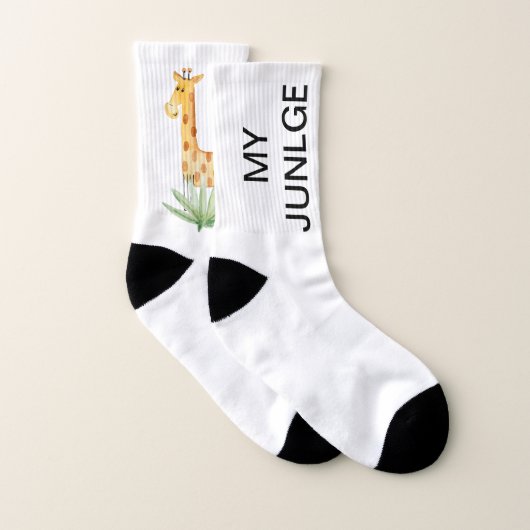 Welkom bij Mijn Jungle Aangepaste Tekst Kat Giraff Sokken (Paar)