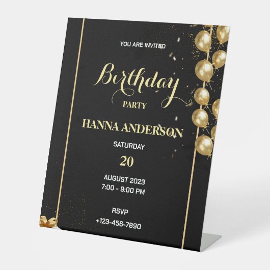 Welkom bij mijn verjaardagsfeestje voetstuk reclamebord met voetstuk (Voorkant)