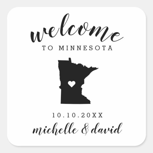 Welkom bij Minnesota | Aangepaste huwelijksgunst Vierkante Sticker (Voorkant)