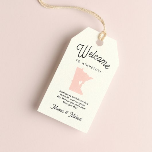 Welkom bij MINNESOTA... om het even welke KLEUR. Cadeaulabel