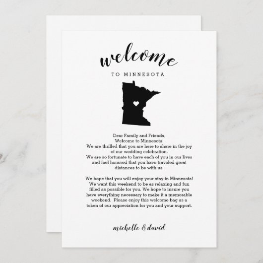 Welkom bij Minnesota | Wedbrief en reisroute (Voorkant / Achterkant)