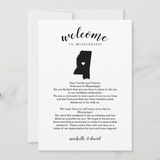 Welkom bij Mississippi Wedding Letter & Itinerary (Voorkant)