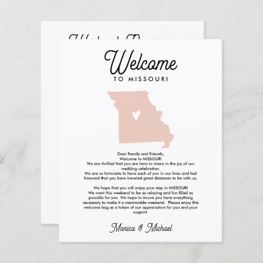 Welkom bij MISSOURI Letter & Itinerary ELKE KLEUR (Voorkant / Achterkant)