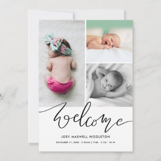 Welkom bij Modern Script Birth Announcement Aankondiging
