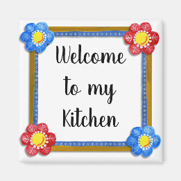Welkom bij My Kitchen Floral Country Magnet