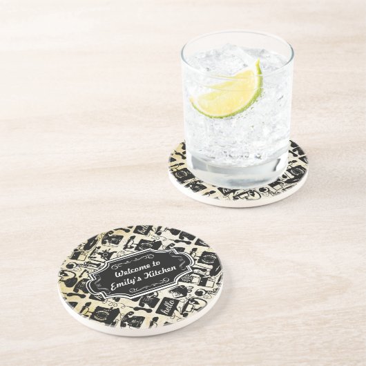 Welkom bij My Kitchen Gepersonaliseerde Onderzette Zandsteen Onderzetter (Zijkant)