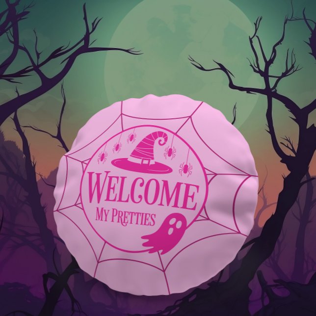 Welkom bij My Pretty Pink Halloween Spider Rond Kussen (Creator heeft geüpload)
