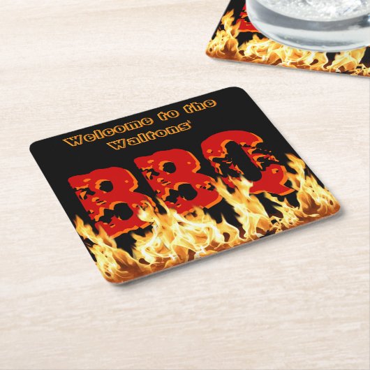 Welkom bij [Naam]'s BBQ Kartonnen Onderzetters (Schuin)