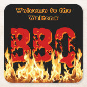 Welkom bij [Naam]'s BBQ Kartonnen Onderzetters (Voorkant)