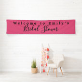 Welkom bij Name Vrijgezellenfeest Script Dark Pink Spandoek (Insitu)