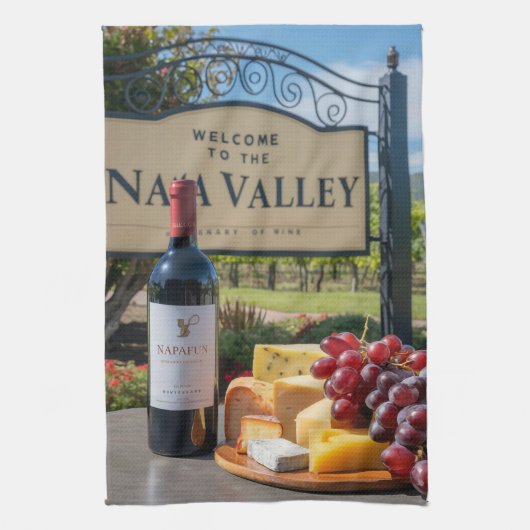 Welkom bij Napa Valley Wine & Cheese Theedoek (Verticaal)