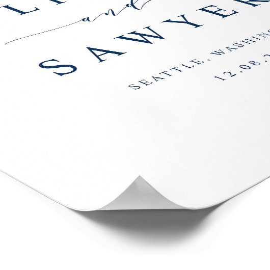 Welkom bij Navy Blue Minimalist Script Weduwen Poster (Hoek)