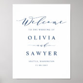 Welkom bij Navy Blue Minimalist Script Weduwen Poster (Voorkant)