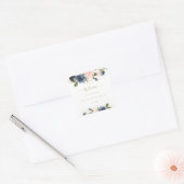 Welkom bij Navy Blush Floral Gold Wedding Vierkante Sticker (Envelop)