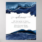 Welkom bij Navy en Silver Agate Wedding Poster (Voorkant)