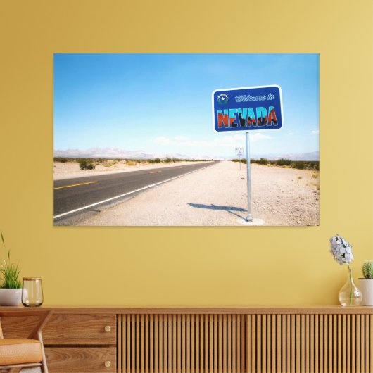 Welkom bij Nevada Sign Canvas Afdruk (Insitu (Woonkamer))