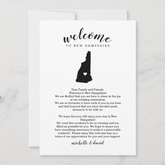 Welkom bij New Hampshire Wedding Letter Itinerary (Voorkant)