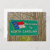 Welkom bij North Carolina Sign Briefkaart (Voorkant / Achterkant)