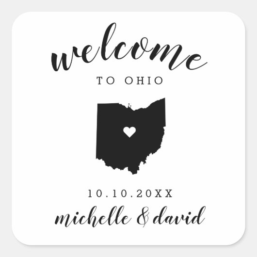 Welkom bij Ohio | Huwelijksgunst op maat Vierkante Sticker (Voorkant)