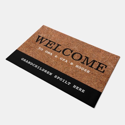Welkom bij Oma & Opa's House Rustic Coir   Deurmat (Schuin)