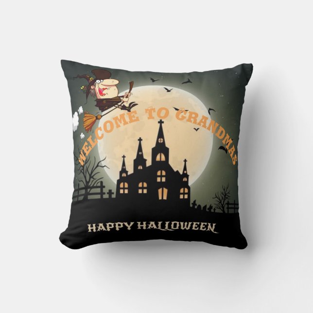 Welkom bij oma's heks Halloween Kussen (Voorkant)
