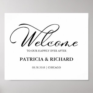 Welkom bij ons, altijd na elegante handtekening poster