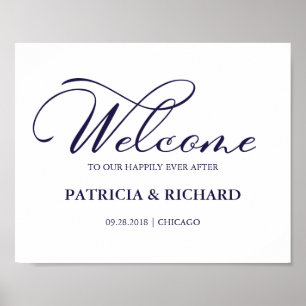 Welkom bij ons, altijd na elegante handtekening poster