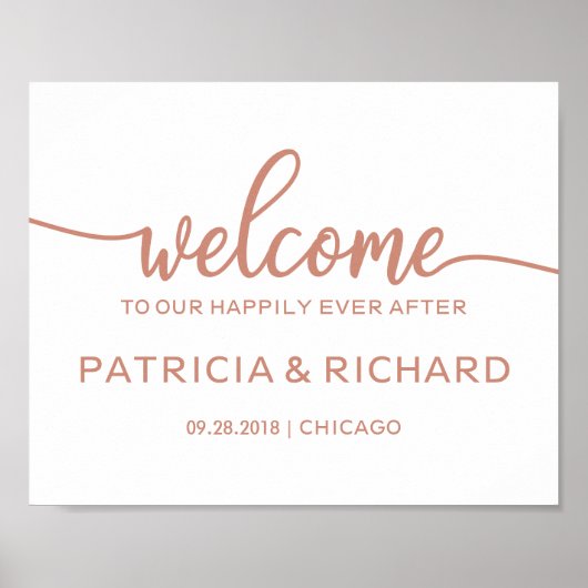 Welkom bij ons, altijd na Roos Gold Sign Poster (Voorkant)