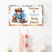 Welkom bij ons Baby shower | Westerne cowboy Spandoek (Insitu)