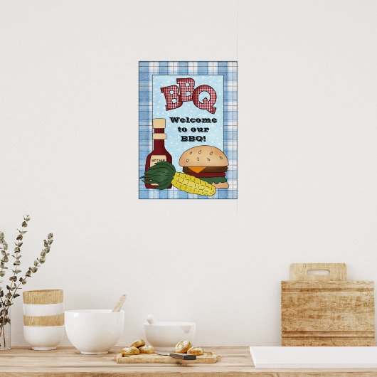 Welkom bij ons BBQ-poster Poster (Keuken)
