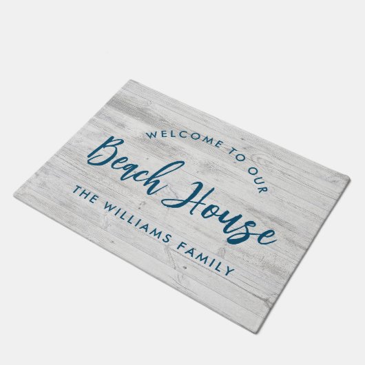 Welkom bij ons Beach House Script Deurmat (Schuin)