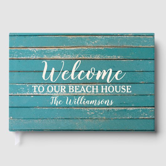 Welkom bij ons Beach Lake House Rustiek Hout Gastenboek (Voorkant)