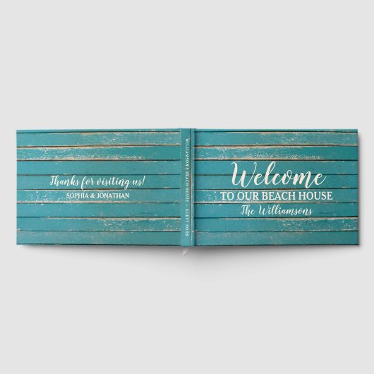 Welkom bij ons Beach Lake House Rustiek Hout Gastenboek (Volledig)