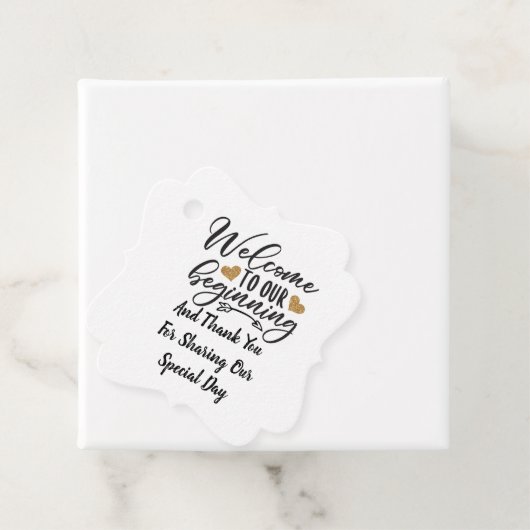 Welkom bij ons begin bedankjes labels (In situ)