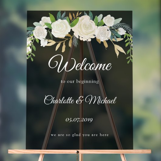 Welkom bij ons begin! Bruiloft Acryl Bord (Neutraal)