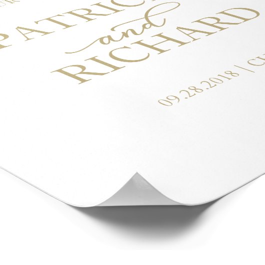 Welkom bij ons begin | Chic Gold Script-teken Poster (Hoek)