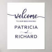 Welkom bij ons Begin Chic Navy Blauwe Bord Poster (Voorkant)
