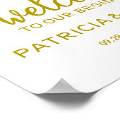 Welkom bij Ons Begin Gouden Script Trouwbord Poster (Hoek)