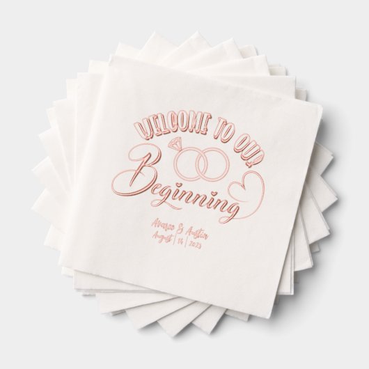 Welkom bij ons begin huwelijk folie servetten (Insitu (Gestapeld))
