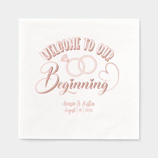 Welkom bij ons begin huwelijk folie servetten (Voorkant)