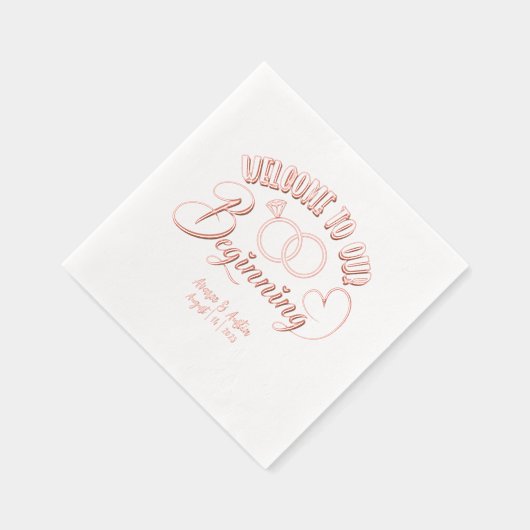 Welkom bij ons begin huwelijk folie servetten (Rechts)