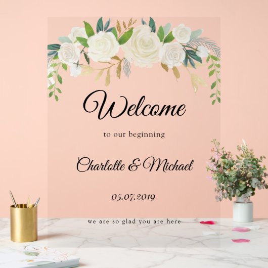 Welkom bij ons begin! Schuimbord Acryl Bord (Huwelijk)