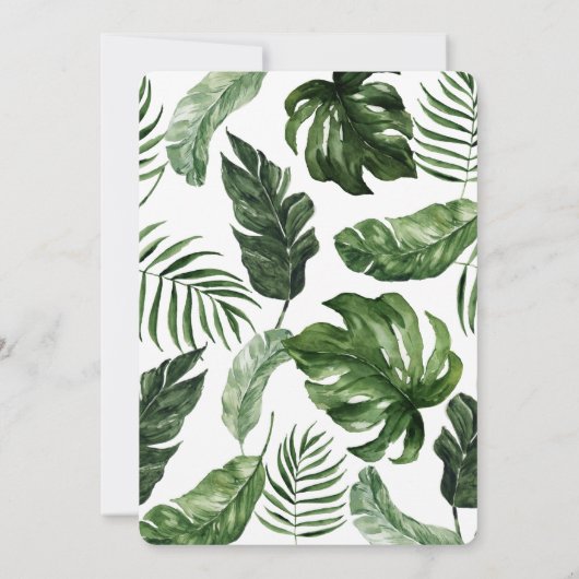 Welkom bij ons begin tropische foliage bruiloft aankondiging (Achterkant)