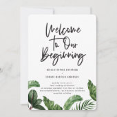 Welkom bij ons begin tropische foliage bruiloft aankondiging (Voorkant)