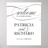 Welkom bij ons begin | Zwart Script-teken Poster (Voorkant)