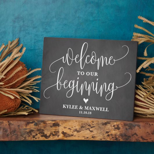 Welkom bij ons beginbewerkbare trouwbord fotoplaat (Zijkant)