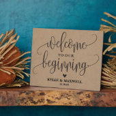 Welkom bij ons beginbewerkbare trouwbord fotoplaat (Zijkant)